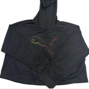 Puma Women’s Black Mesh Pullover Hoodie with Logo size Medium